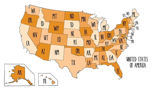Векторні ілюстрації мапа США — стоковий вектор