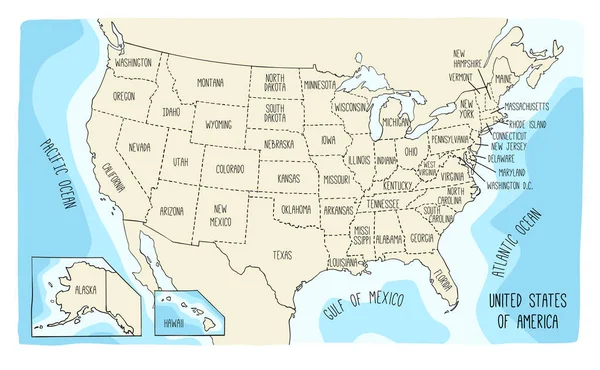 Mapa de ilustración vectorial de los EE.UU. — Archivo Imágenes Vectoriales