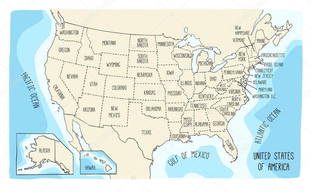 Vector illustration map of the USA