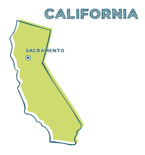 Mapa de Doodle del estado de California, Estados Unidos . — Vector de stock