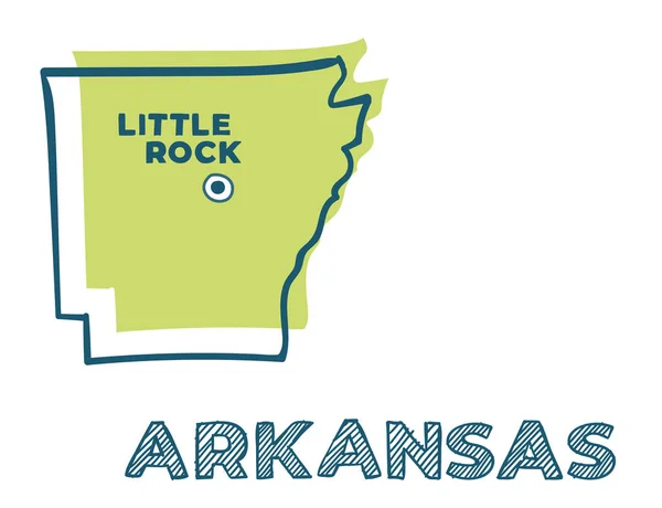 Doodle mapa del estado de Arkansas, Estados Unidos . — Archivo Imágenes Vectoriales