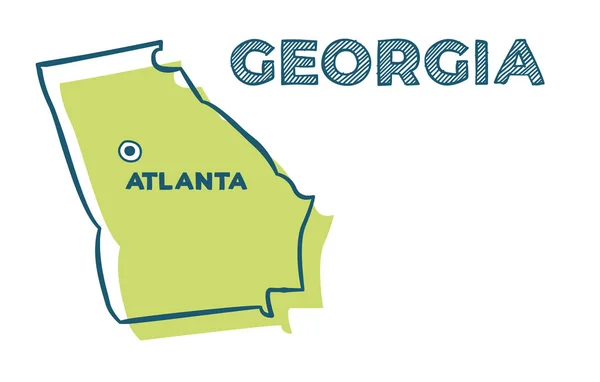Mapa vectorial de Doodle del estado de Georgia, Estados Unidos . — Archivo Imágenes Vectoriales