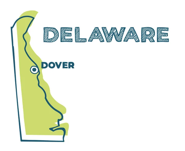 Doodle vektorová mapa státu Delaware of Usa. — Stockový vektor