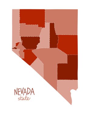 Nevada Haritası, Usa Eyaleti.