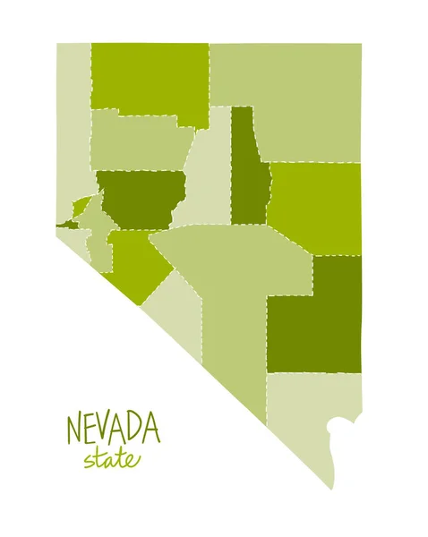 Mappa dello stato del Nevada degli Stati Uniti, con contee — Vettoriale Stock