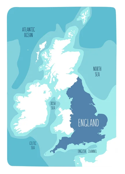 Handgetekende Kaart Van Engeland Britse Eilanden Kleurrijke Hand Getekend Vector — Stockvector