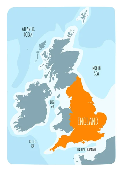 Handgetekende Kaart Van Engeland Britse Eilanden Kleurrijke Hand Getekend Vector — Stockvector