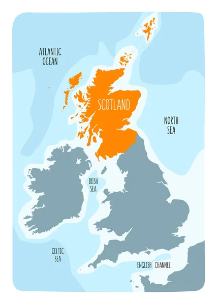 Handgetekende Kaart Van Schotland Britse Eilanden Kleurrijke Hand Getekend Vector — Stockvector