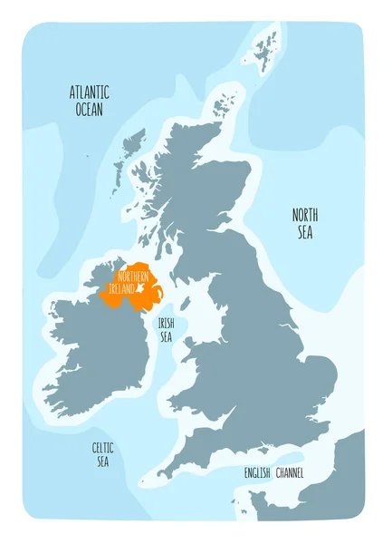 Mapa Desenhado Mão Irlanda Norte Das Ilhas Britânicas Ilustração Vetorial —  Vetores de Stock