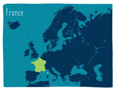 Avrupa 'da Fransa' nın renkli vektör haritası vurgulandı