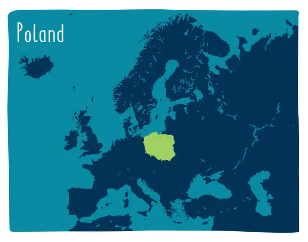 Mapa Vetorial Colorido Polônia Destacado Europa — Vetor de Stock