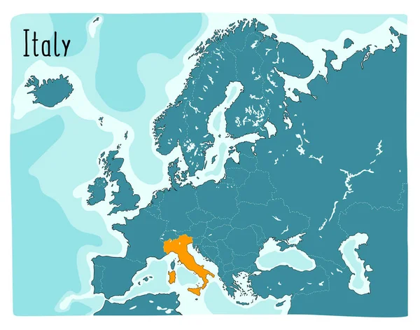 Avrupa Talya Nın Renkli Vektör Haritası Vurgulandı — Stok Vektör