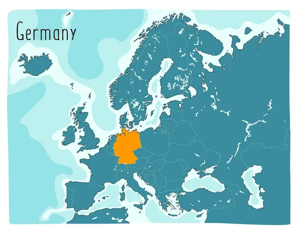 Mapa Vectorial Colorido Alemania Resaltado Europa — Vector de stock