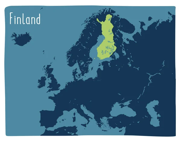 Barevná Vektorová Mapa Finska Zvýrazněná Evropě Plochá Ilustrace — Stockový vektor