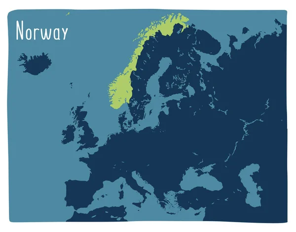 Mapa Vectorial Colorido Noruega Resaltado Europa — Vector de stock