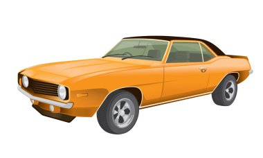 Classic-American-Muscle-car-vector-illustration-orange-car-body-paint