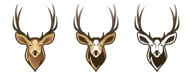 Geyik başlı hayvan maskotu vektör tasarım illüstrasyon logosu