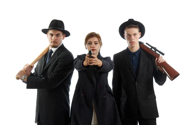 Elegante Menschen mit Waffen — Stockfoto