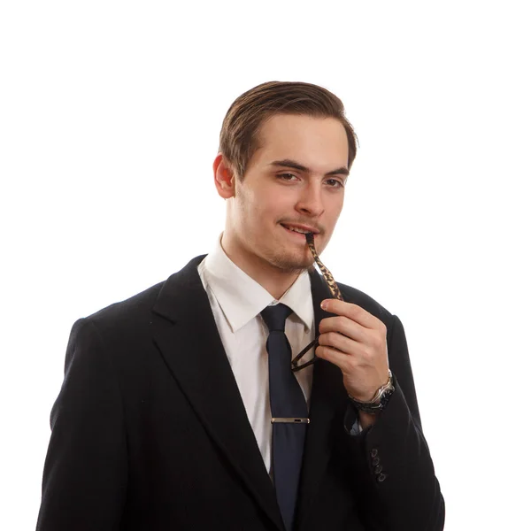 Flirtfreudiger Mann im Anzug — Stockfoto