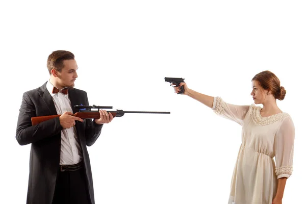 Drama with guns — Stock Photo, Image