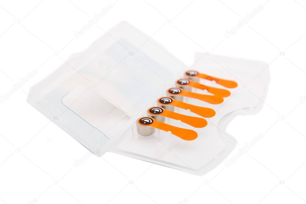 hearing aid batteries in the storage box