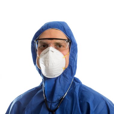 Koruyucu giysili doktor.