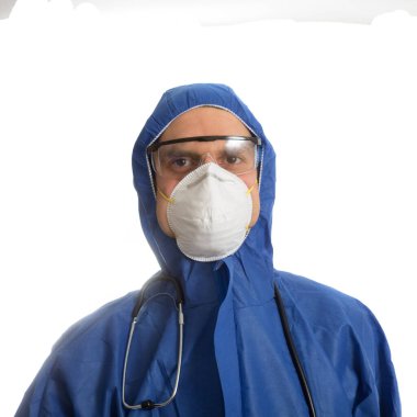 Koruyucu giysili doktor.