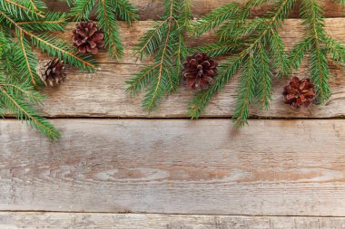 Eski köhne ahşap arka planda yeni yıl kompozisyonu