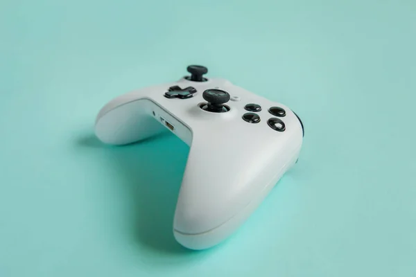 Symbole Cyberespace Gamepad Joystick Blanc Console Jeu Isolée Sur Fond — Photo