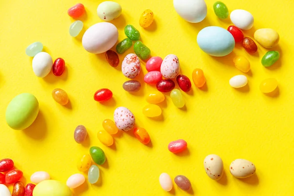 Happy Easter Concept Preparation Holiday Easter Candy Chocolate Eggs Jellybean — Stock Photo, Image