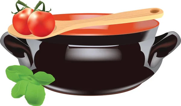 Omates à la casserole en terre cuite — Image vectorielle