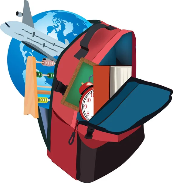 Full items backpack — Stock Vector