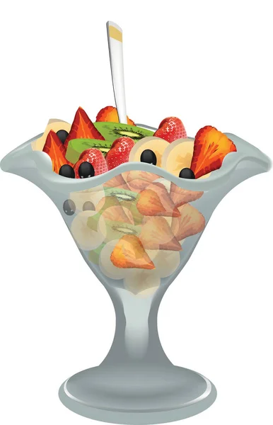 Glass of fruit salad — Stock Vector