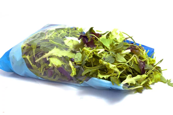 Lettuce clean and packaged in a bag — Stock Photo, Image