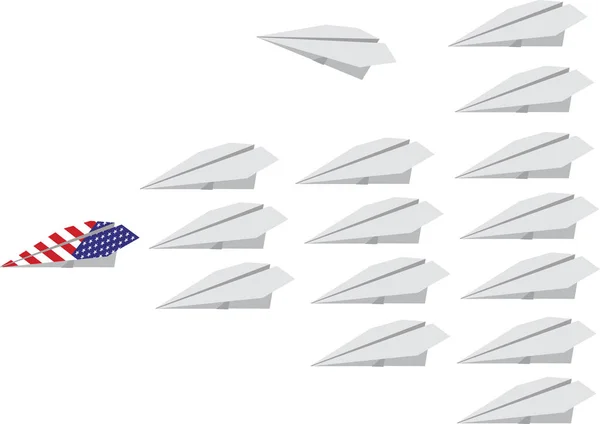 Witte antenne vloot een Amerikaans vliegtuig — Stockvector