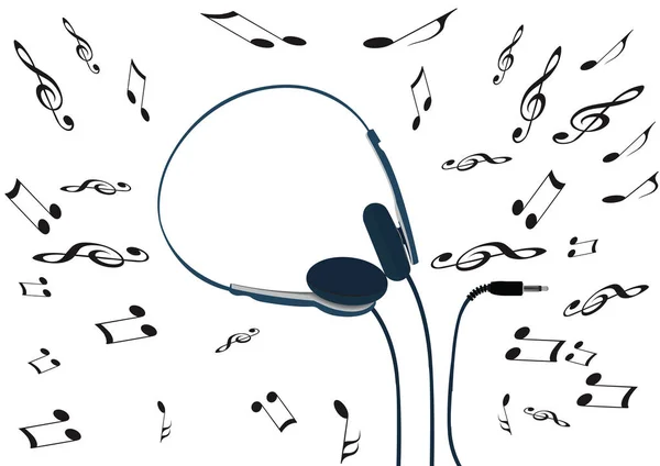 Lekka muzyka słuchawki z nut — Wektor stockowy