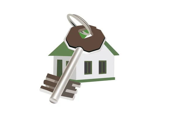Enda hus med bepansrade dörr nyckel — Stock vektor