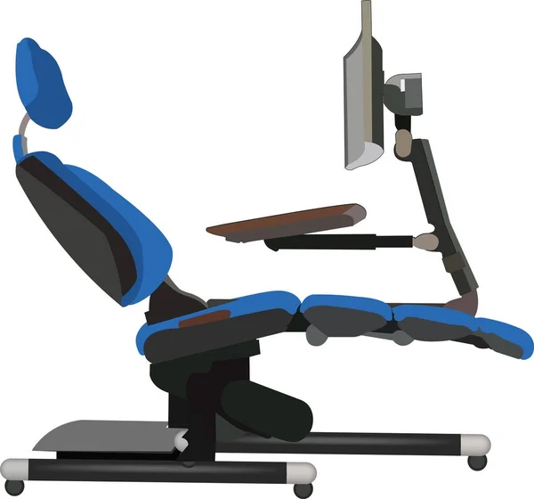 Office fauteuil met computer en het toetsenbord — Stockvector