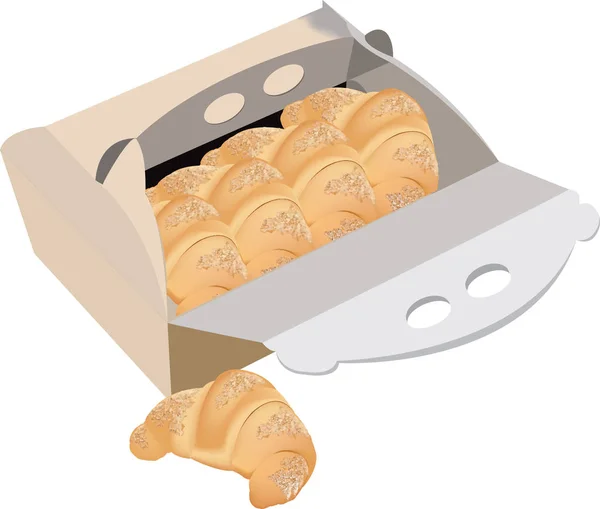 Box of caton for the transport of croissants — Stock Vector