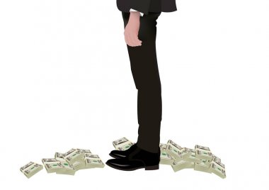tall person with at the foot of the currency clipart