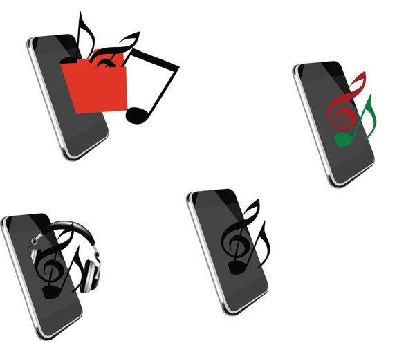 संगीत सुनने के लिए सेल फोन — स्टॉक वेक्टर