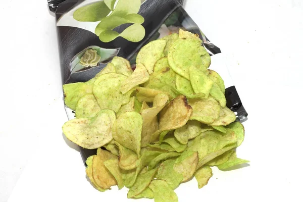 Wasabi Chipek Zöld Chips — Stock Fotó