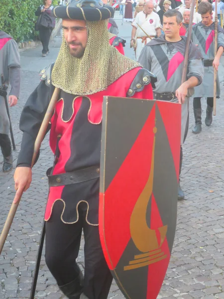 Arqu Petrarca Padova Italia Sfilata Costumi Medievali Festa Ricorrenza Caratteristica — Foto Stock