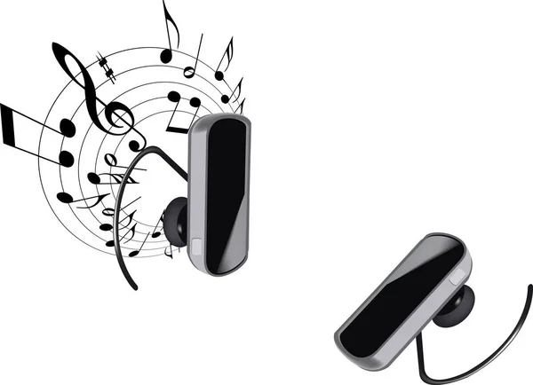 Zestaw słuchawkowy Bluetooth, aby mieć wolne ręce i słuchać muzyki — Wektor stockowy