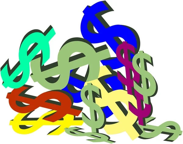 Dólar símbolo pila pila de moneda — Vector de stock