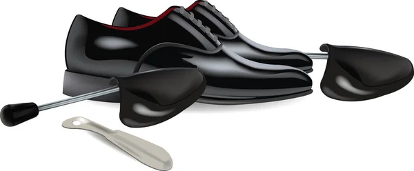 Apretan los zapatos para los zapatos de los hombres con los zapatos de primavera y negros — Archivo Imágenes Vectoriales