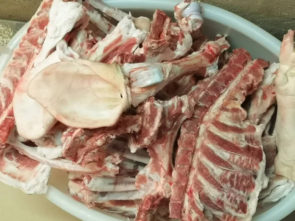 Sacrificio Cerdos Para Embutidos Despiece Selección Carne — Foto de Stock