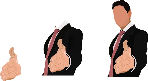 Persona distinta in giacca e cravatta raggiunge per il saluto — Vettoriale Stock