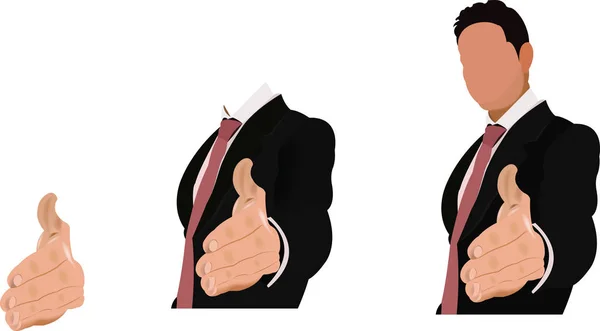 Distinguida persona en traje alcanza para el saludo — Vector de stock