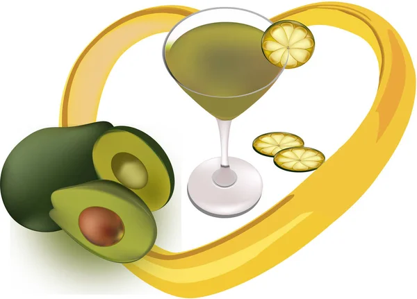 Zelený aperitiv s avokádovým ovocem — Stockový vektor